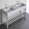 Modern Double Console Sink Vanity, Marble Style Sink, 48